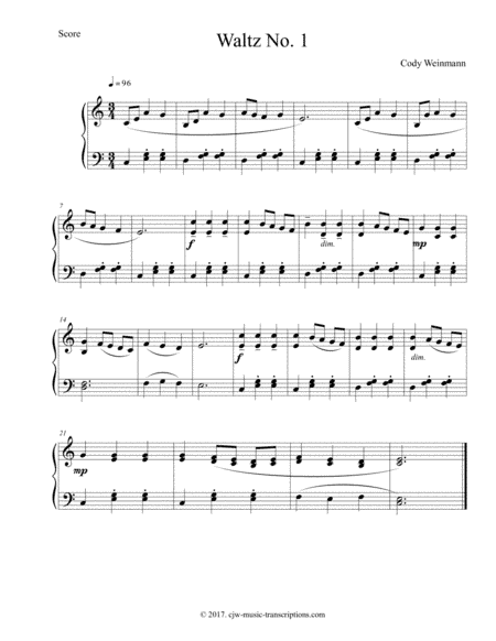 Waltz No. 1-- Simple Waltz For Level 2 Piano