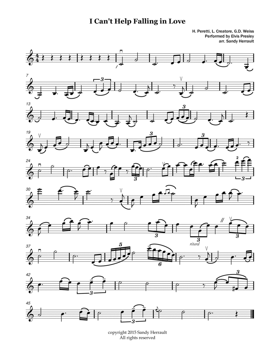 Can't Help Falling In Love (arr. Sandy Herrault)