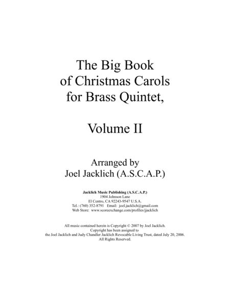 The Big Book of Christmas Carols for Brass Quintet, Vol. II (arr. Joel Jacklich (ASCAP))