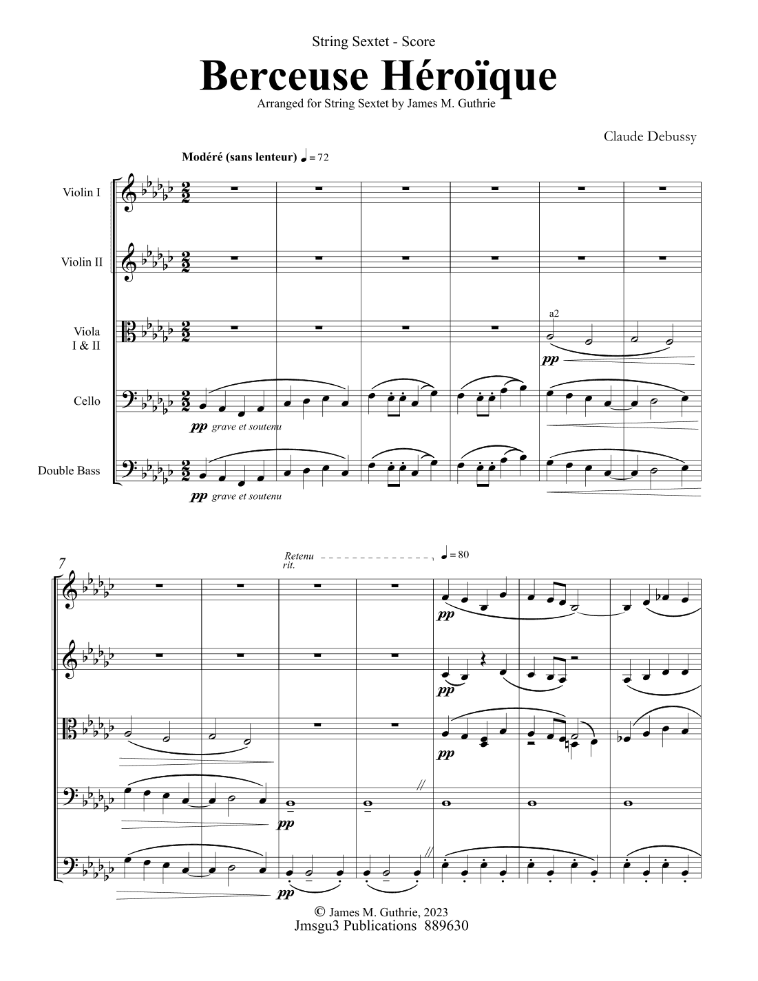 Debussy: Berceuse heroique for String Sextet (arr. James M. Guthrie)