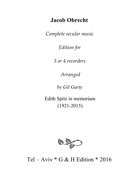 Complete secular music (arrangements for 3-4 recorders) (arr. Gil Garty)