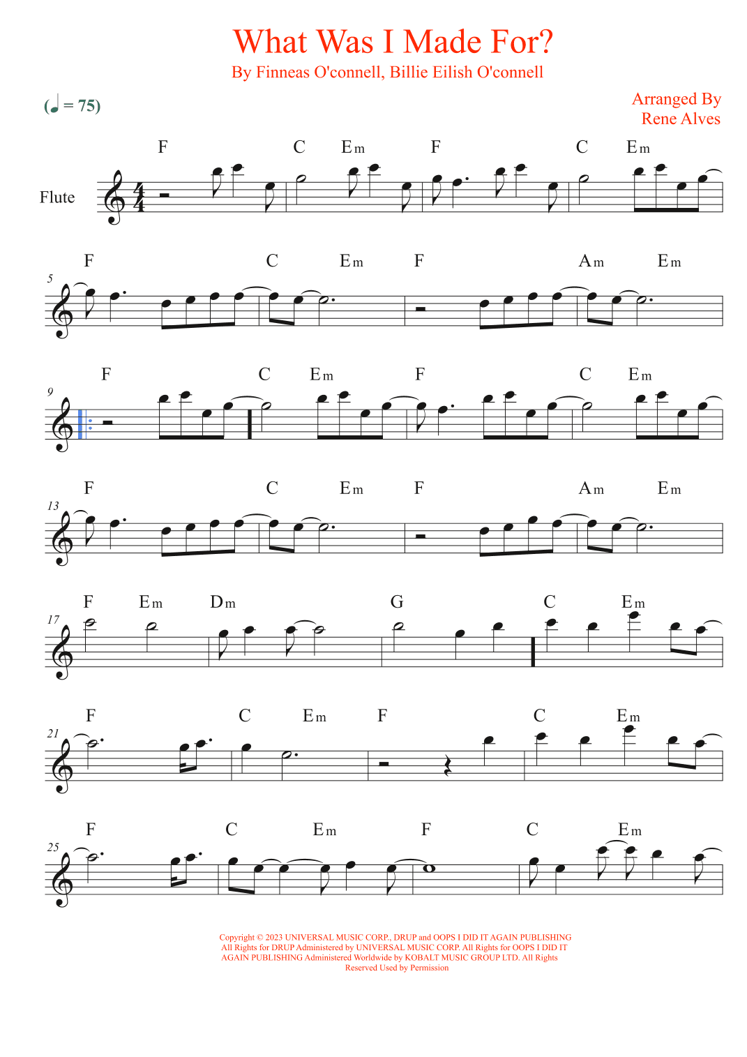 What Was I Made For? (arr. Rene Alves)