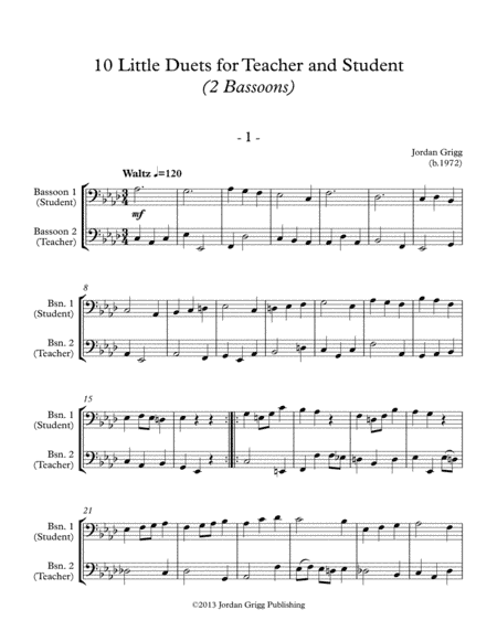 10 Little Duets for Teacher and Student (2 Bassoons)