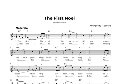 The First Noel (Key of F Major) (arr. R. Salvario)