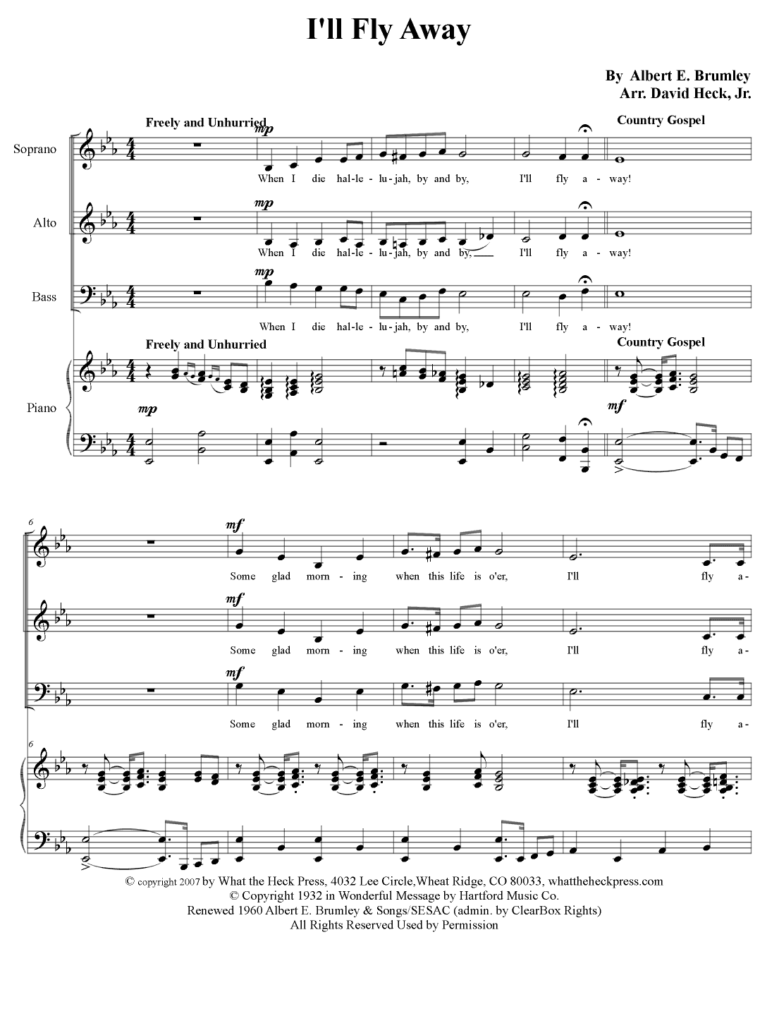 I'll Fly Away (arr. David Heck, Jr.)