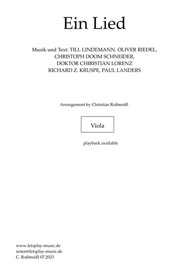 Ein Lied (arr. Christian Roßmeißl)