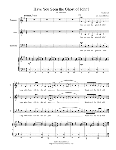 Have You Seen the Ghost of John? - for SAB choir (arr. Samuel Stokes)