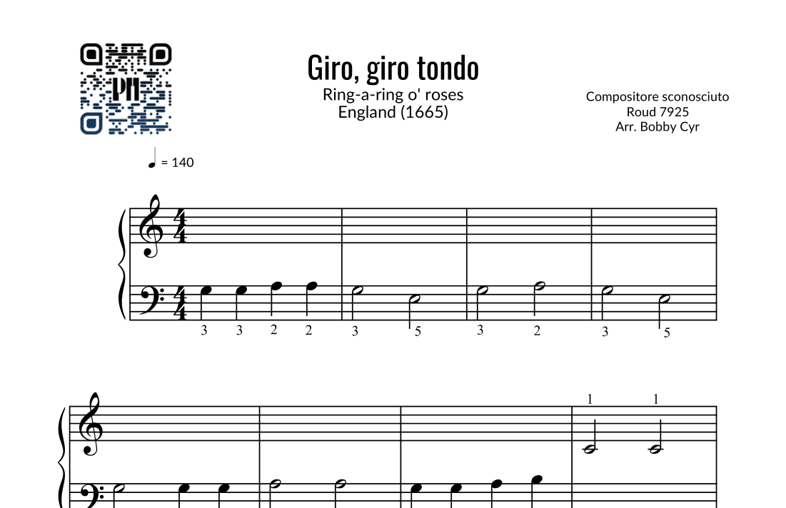 Giro Giro Tondo (Easy Piano Solo) (arr. Bobby Cyr - Piano Notion)