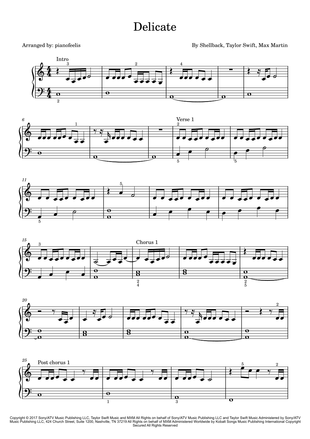 Delicate (arr. pianofeelis)