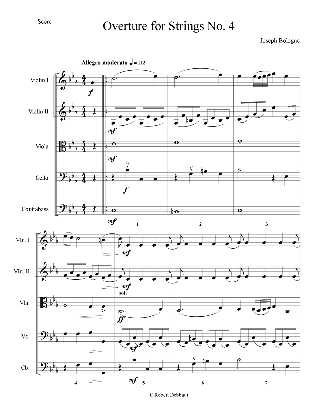 Overture for Strings No. 4 - Score Only (arr. Robert Debbaut)