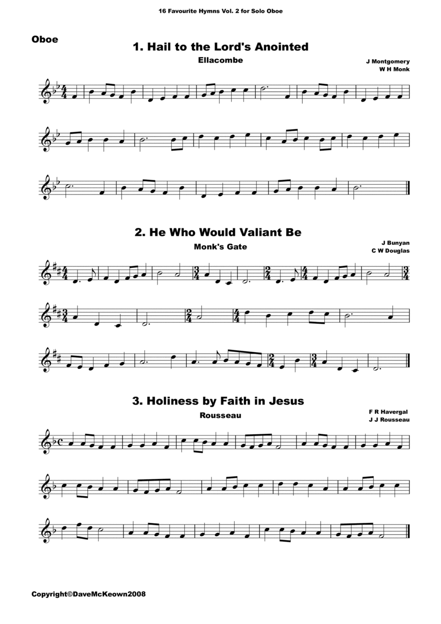 16 Favourite Hymns Vol.2 for solo Oboe (arr. David McKeown)