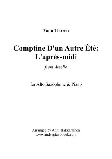 Comptine D'un Autre Été: L'après-midi (arr. Antti Hakkarainen)