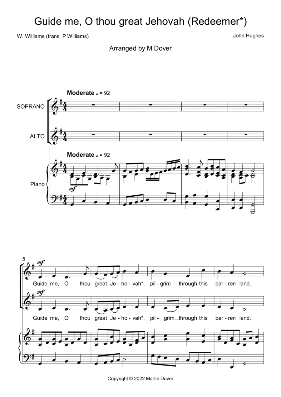 Guide me, O thou great Jehovah / Redeemer - 2 part Choir - SA - Upper Voices (arr. Martin Dover)