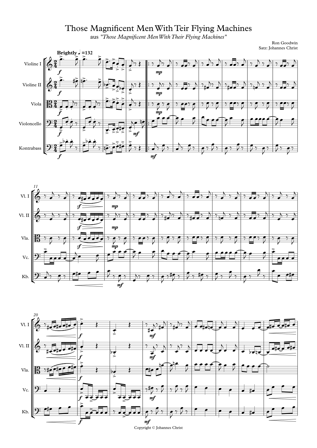 Those Magnificent Men In Their Flying Machines (arr. Johannes Christ)