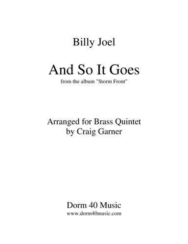 And So It Goes (arr. Craig Garner)