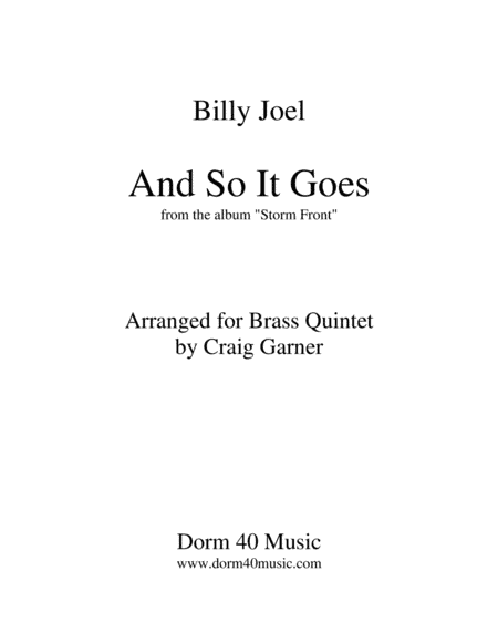 And So It Goes (arr. Craig Garner)