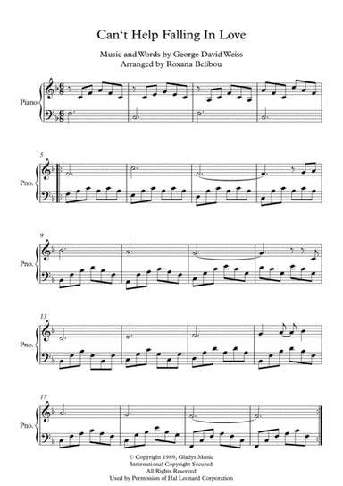 Can't Help Falling In Love (arr. Roxana Belibou)