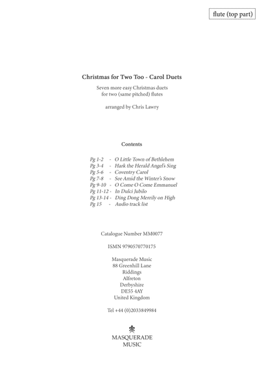 Christmas for Two Too! - 7 easy Christmas duets for flute duet (arr. Chris Lawry)