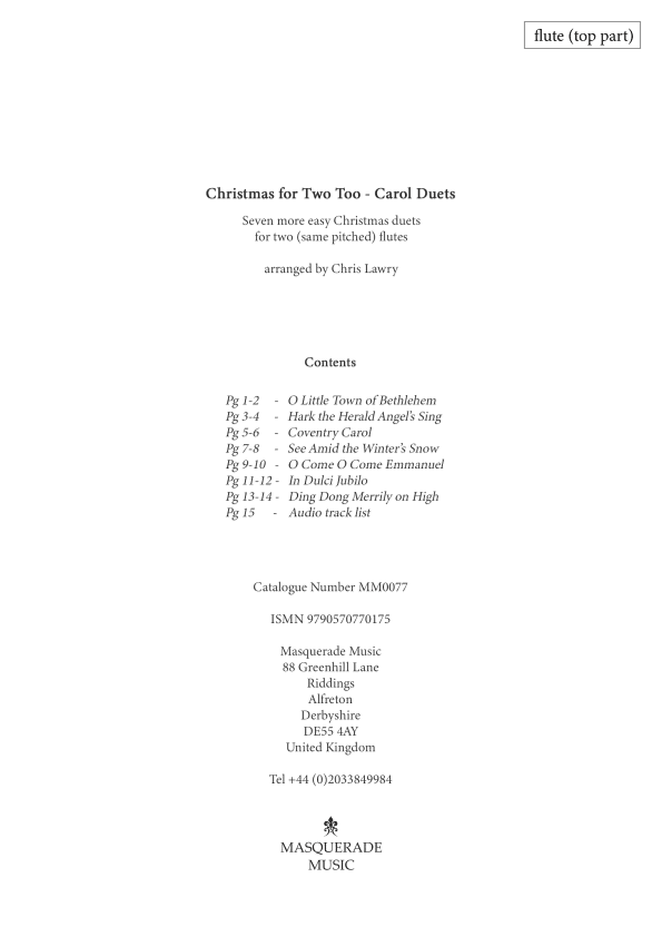 Christmas for Two Too! - 7 easy Christmas duets for flute duet (arr. Chris Lawry)