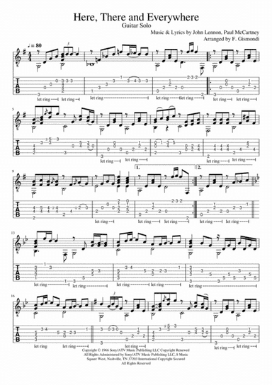 Here, There And Everywhere (arr. F. Gismondi)