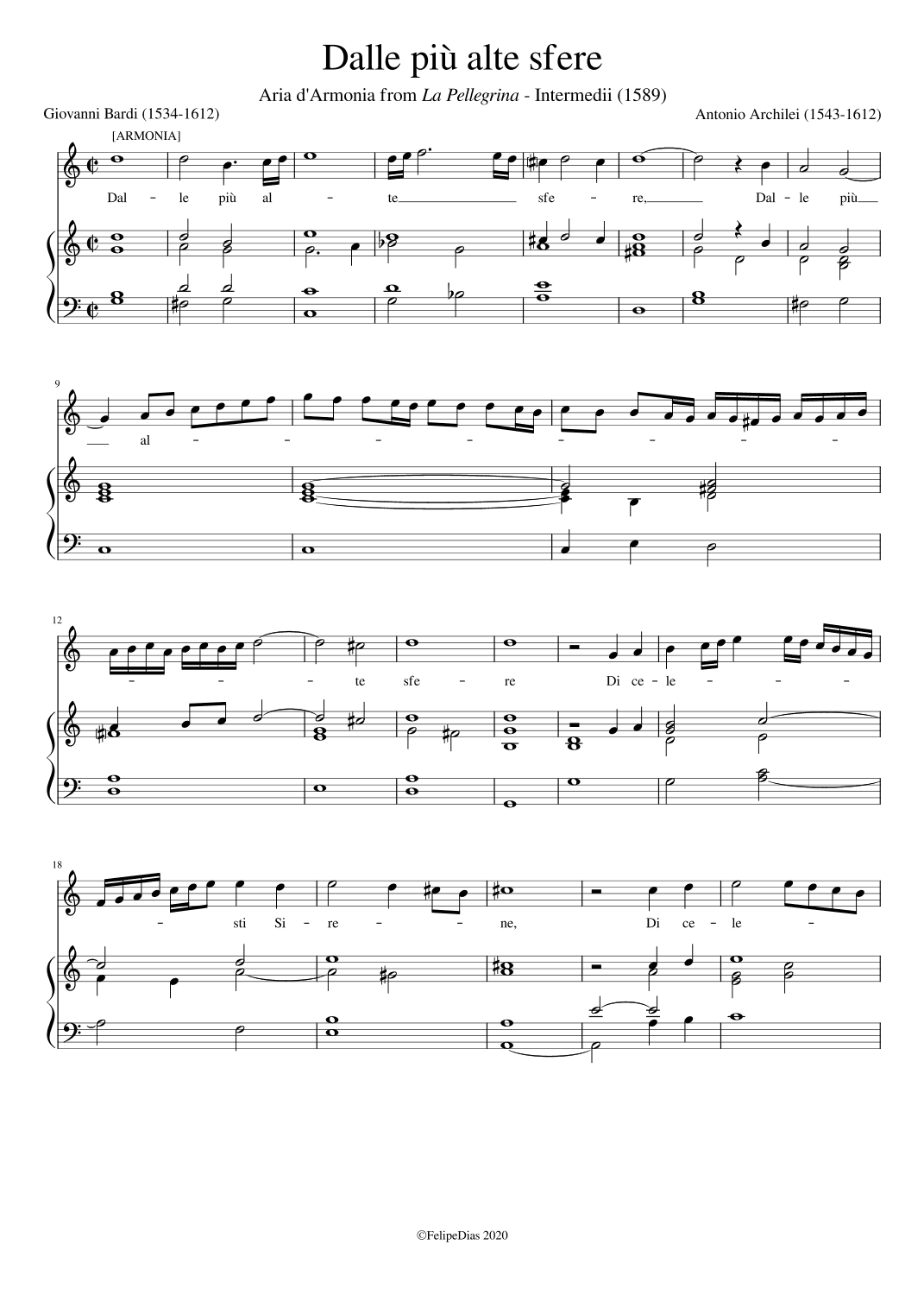 Dalle più alte sfere (arr. Early Music Scores)