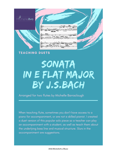 Sonata in E flat Major for flute--duet teaching version (arr. Michelle Barraclough)