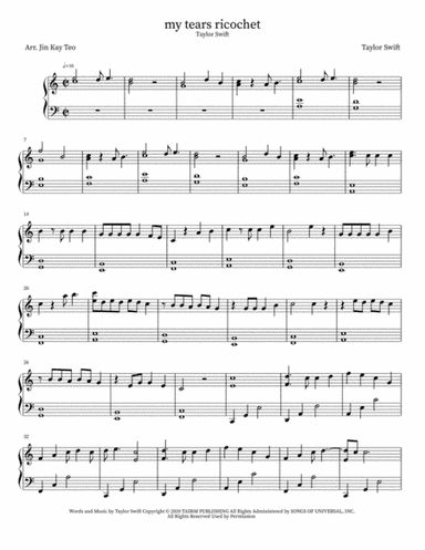 My Tears Ricochet (arr. Jin Kay Teo)