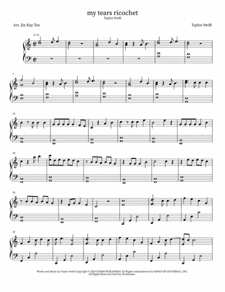 My Tears Ricochet (arr. Jin Kay Teo)