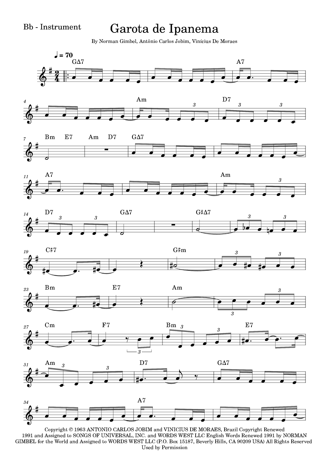 The Girl From Ipanema (garôta De Ipanema) (arr. Fabio Eduardo de Oliveira)