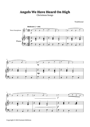 Angels We Have Heard On High (arr. Guima's Editions)