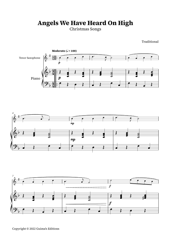 Angels We Have Heard On High (arr. Guima's Editions)
