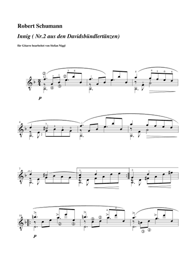 R. Schumann : "Innig" from op.6 for guitar (arr. Stefan Niggl)