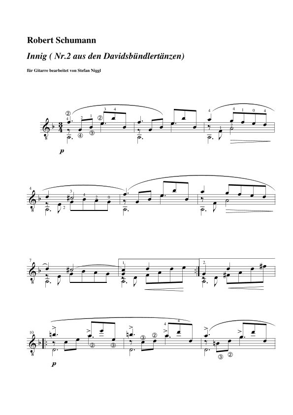 R. Schumann : "Innig" from op.6 for guitar (arr. Stefan Niggl)