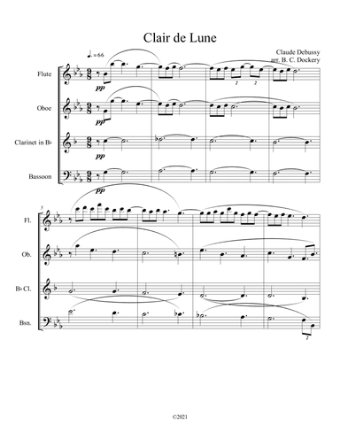 Clair de Lune for Woodwind Quartet (arr. B. C. Dockery)