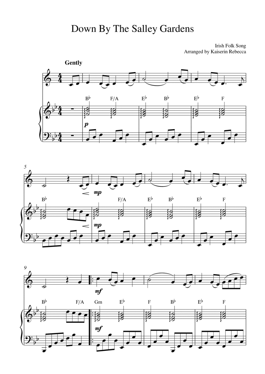 Down By The Salley Gardens (for tenor saxophone solo and piano accompaniment) (arr. Kaiserin Rebecca)