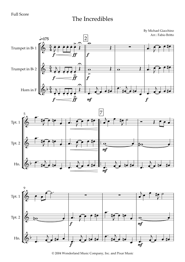 The Incredibles (main Theme) (arr. Fabio Britto)