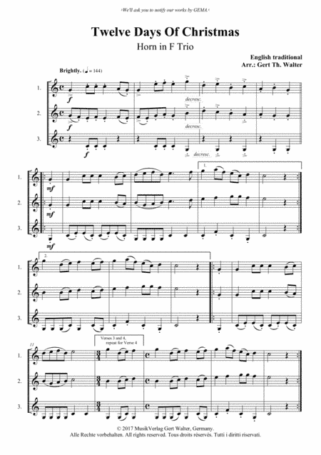 Twelve Days Of Christmas (arr. Gert Th. Walter)