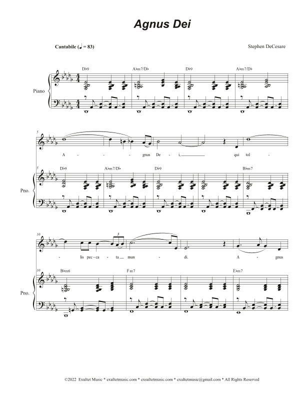 Agnus Dei (Mass of Peace and Justice) (Vocal solo - High Key)