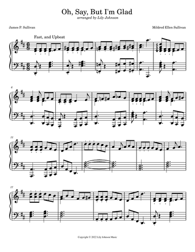 O! Say, But I'm Glad (arr. Lily Johnson)