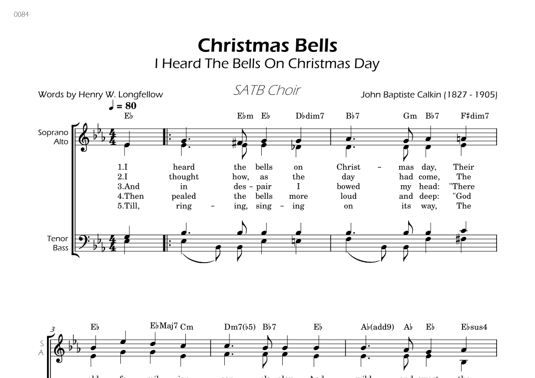 Christmas Bells - SATB Choir - W/Chords (arr. César Madeira)