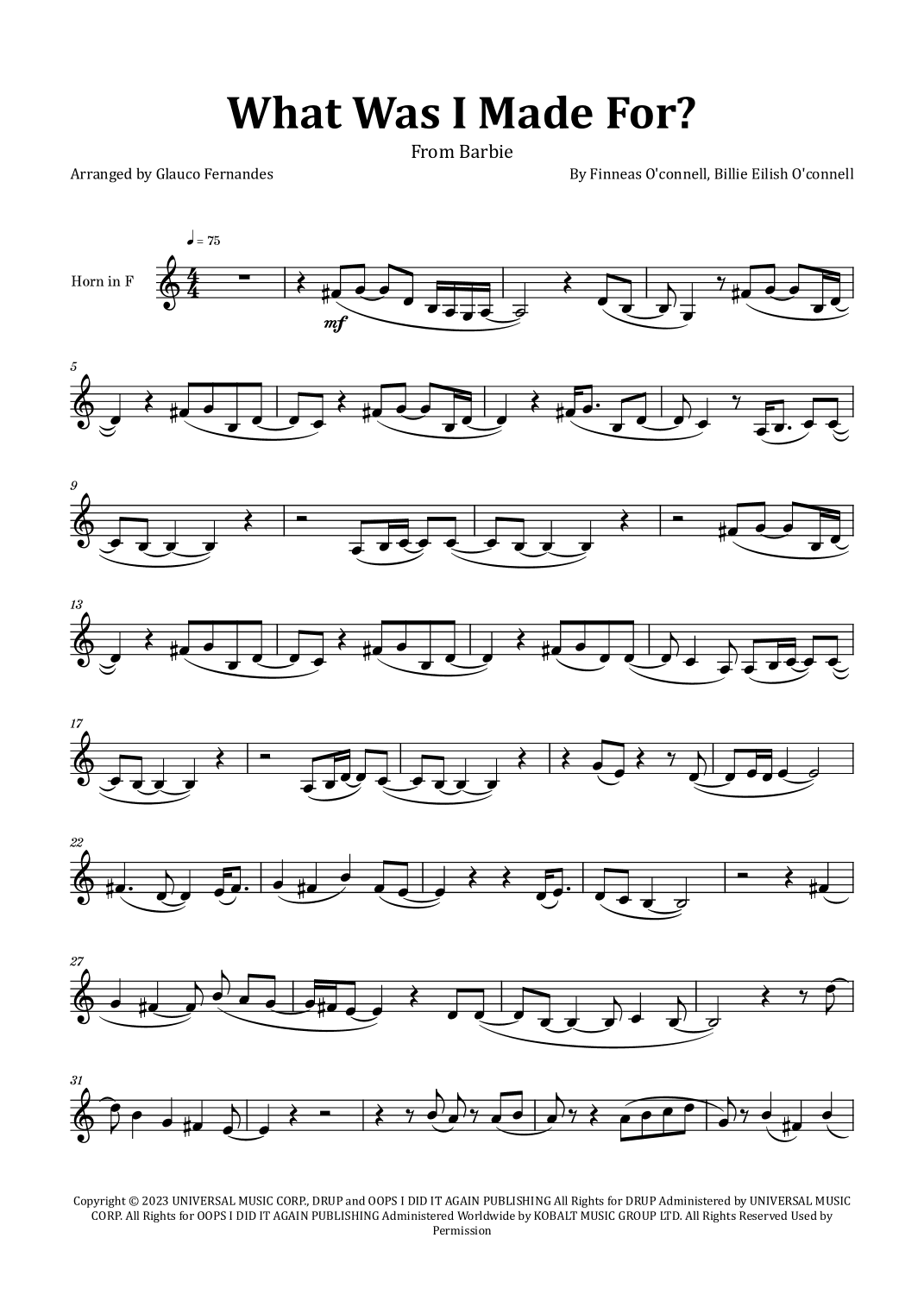 What Was I Made For? (arr. Glauco Fernandes)