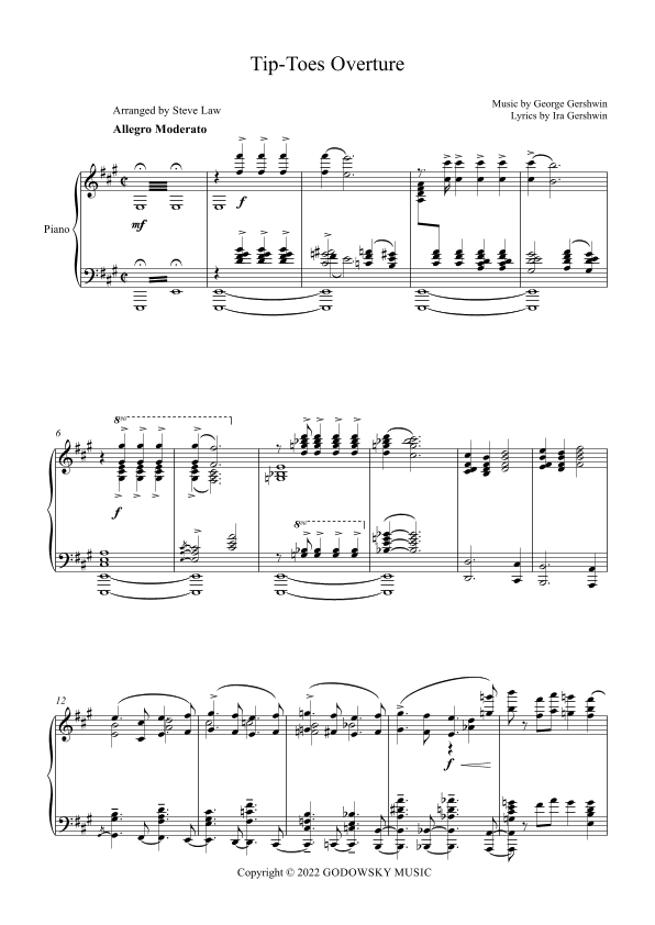 Tip-toes - Overture (for 2 Pianos) (arr. Steve Law)