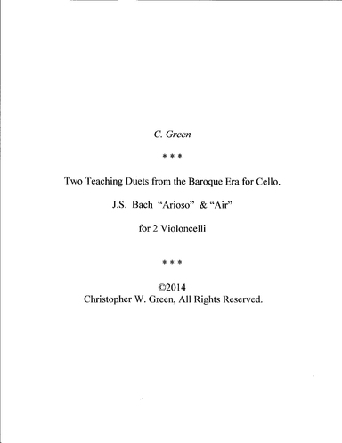 Two Teaching Duets for Cellos (arr. Christopher Green)