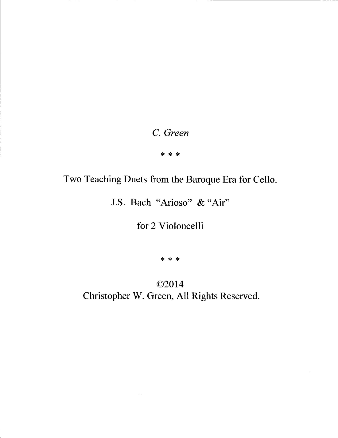 Two Teaching Duets for Cellos (arr. Christopher Green)
