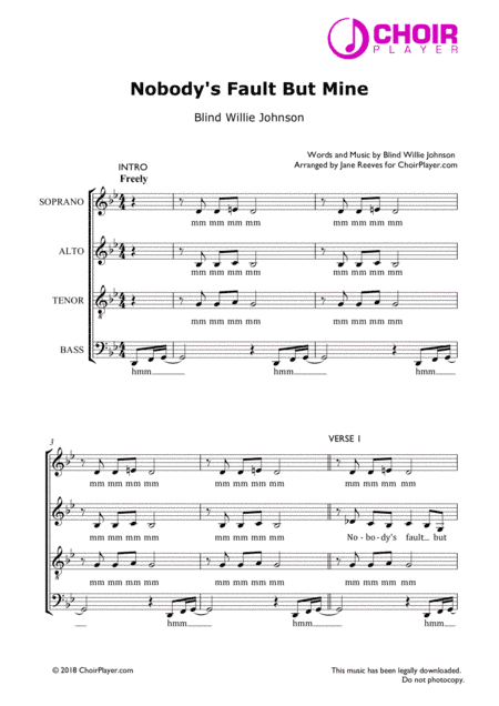 Nobody's Fault But Mine (arr. Jane Reeves)