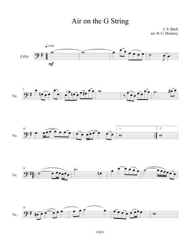 Air on the G String (Cello Solo) (arr. B. C. Dockery)