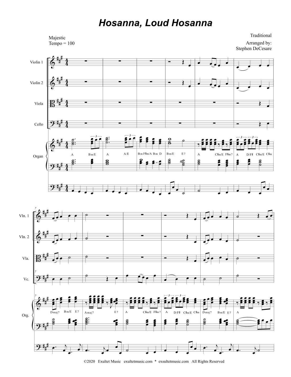 Hosanna, Loud Hosanna (String Quartet - Organ accompaniment) (arr. Stephen DeCesare)