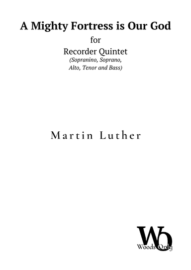 A Mighty Fortress is Our God by Luther for Recorder Choir Quintet (arr. Ander)