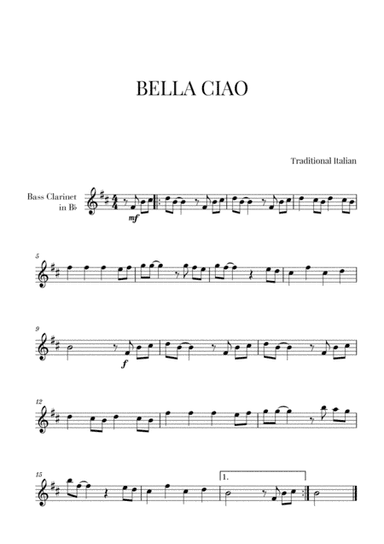Bella Ciao (for Bass Clarinet) (arr. Cadenza Editions)