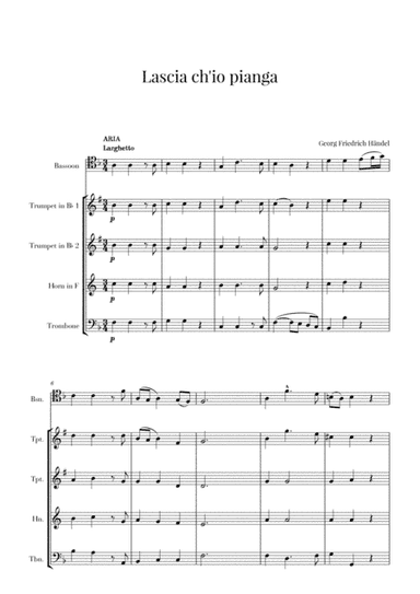 Haendel - Lascia ch’io pianga (for Bassoon and Brass Quartet) (arr. Cadenza Editions)